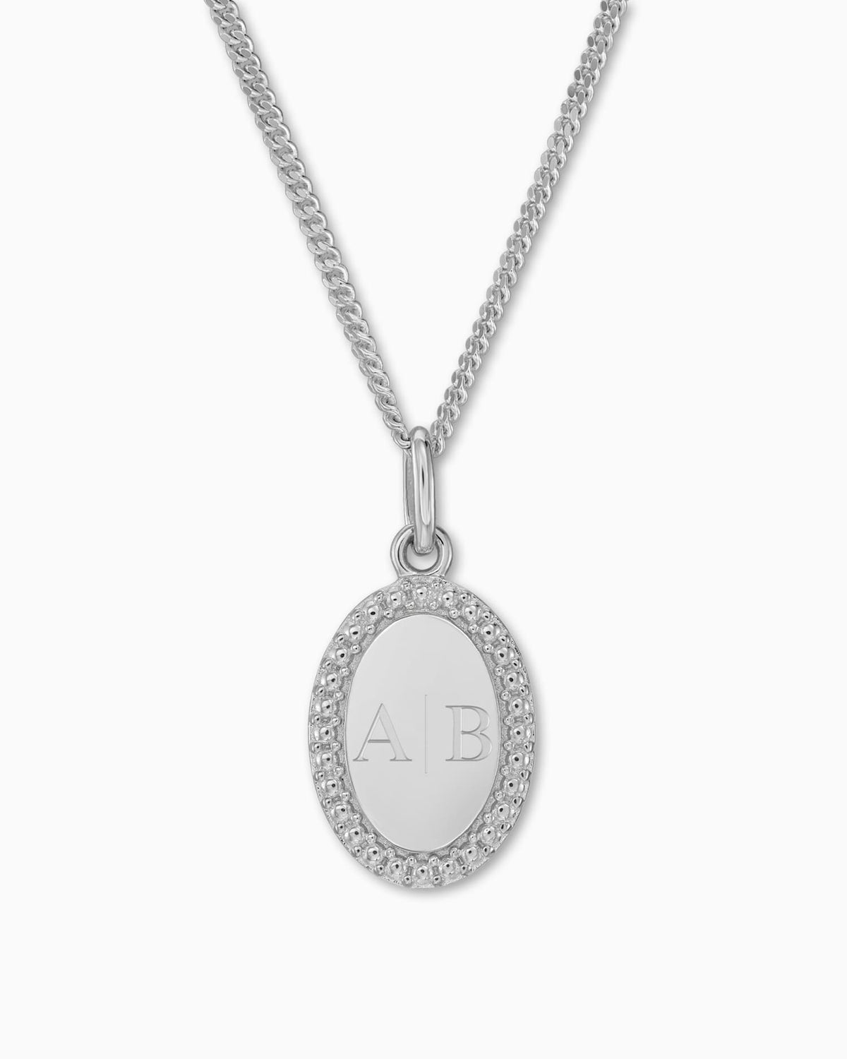 Initialen graveerplaatjes halsketting hanger ovaal