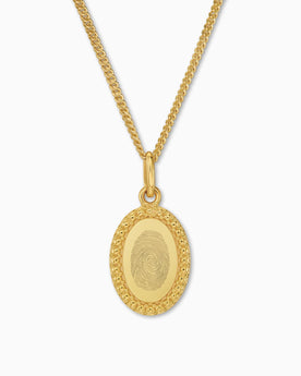 Fingerprint engraving plates necklace pendant oval