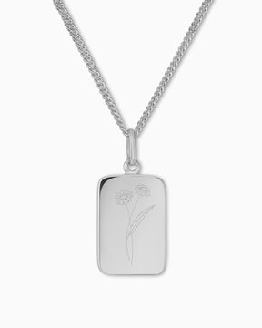 Geboorte bloem graveren platen ketting hanger vierkant