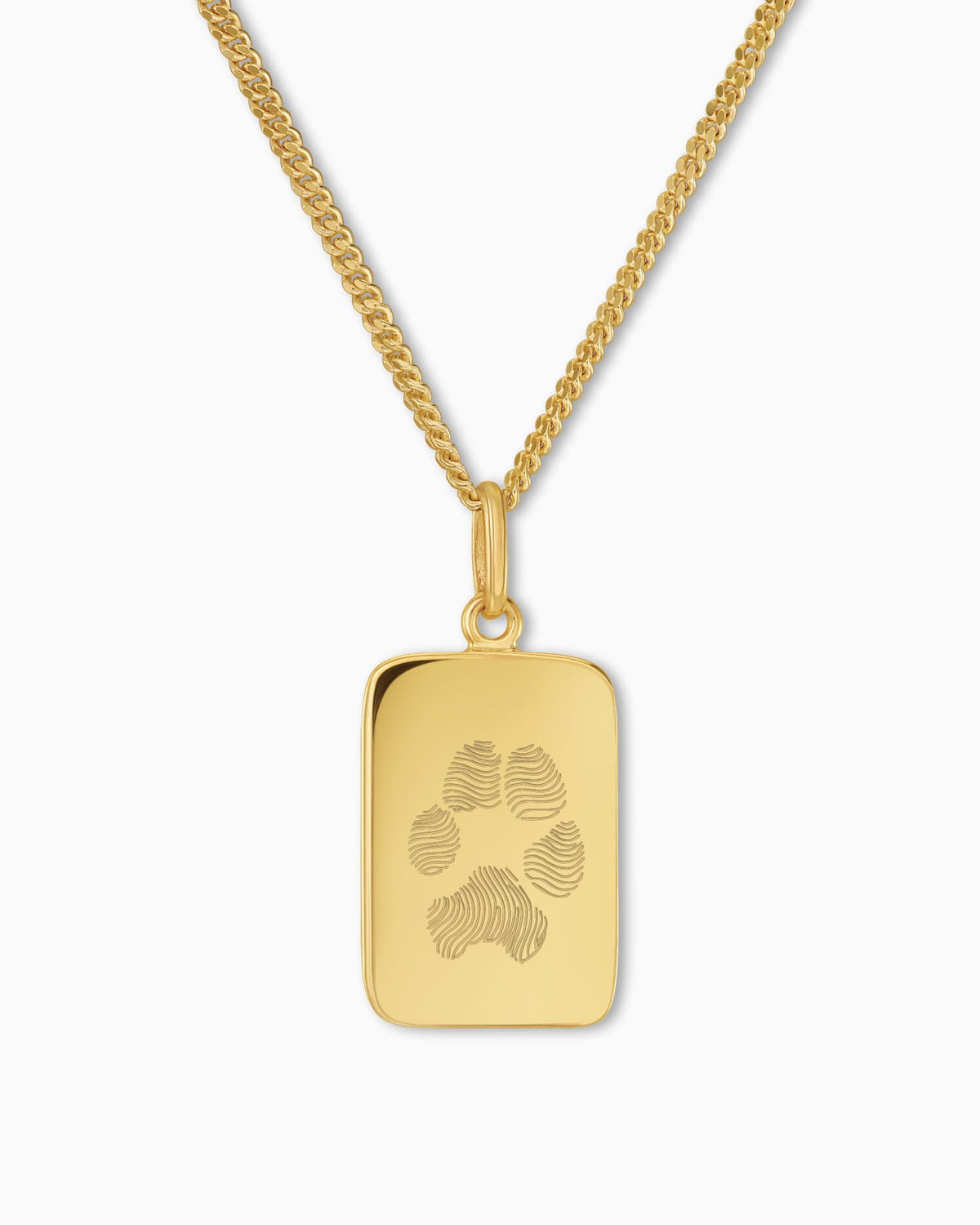 Pfotenabdruck Gravurplatten Halskette Anhänger Eckig - grivurschmuck.com