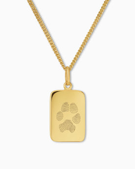 Pfotenabdruck Gravurplatten Halskette Anhänger Eckig - grivurschmuck.com