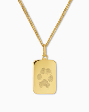 Pfotenabdruck Gravurplatten Halskette Anhänger Eckig - grivurschmuck.com