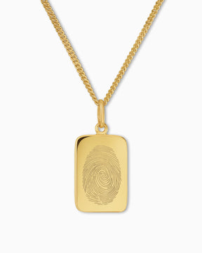 Fingerprint engraving plates necklace pendant square