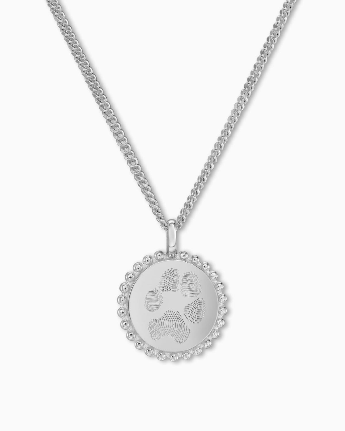 Pfotenabdruck Gravurplatten Halskette Anhänger Rund 14mm - grivurschmuck.com
