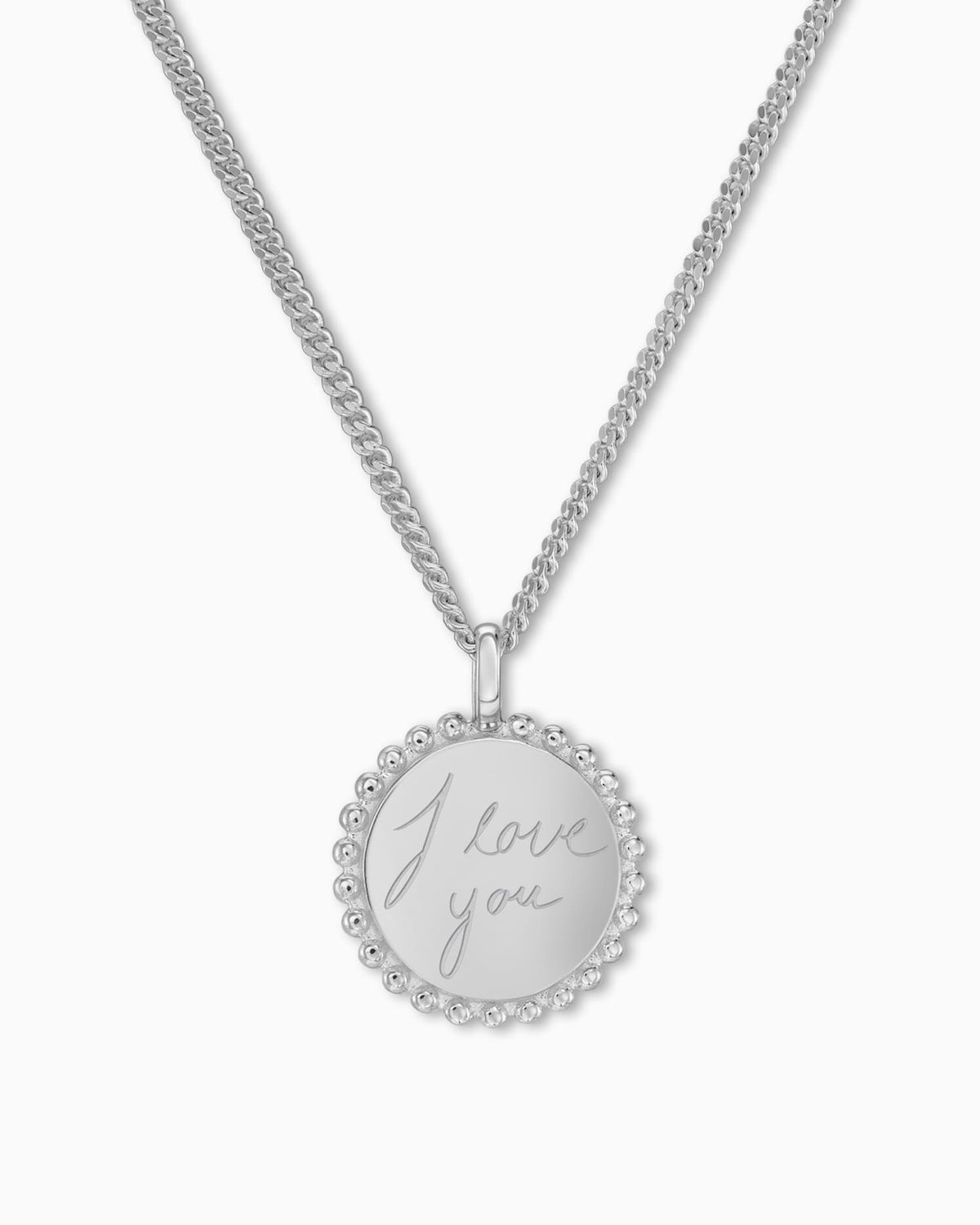Handwriting Uploud Engraving Plates Necklace Pendant Round 14mm