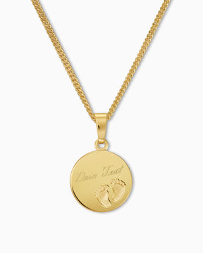 Graveerplaatjes hanger ketting baby voetjes 12mm