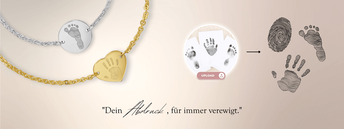 Children's/babies engraving bracelets - fingerprint/footprint/handprint - 925 silver 18 carat gold-plated