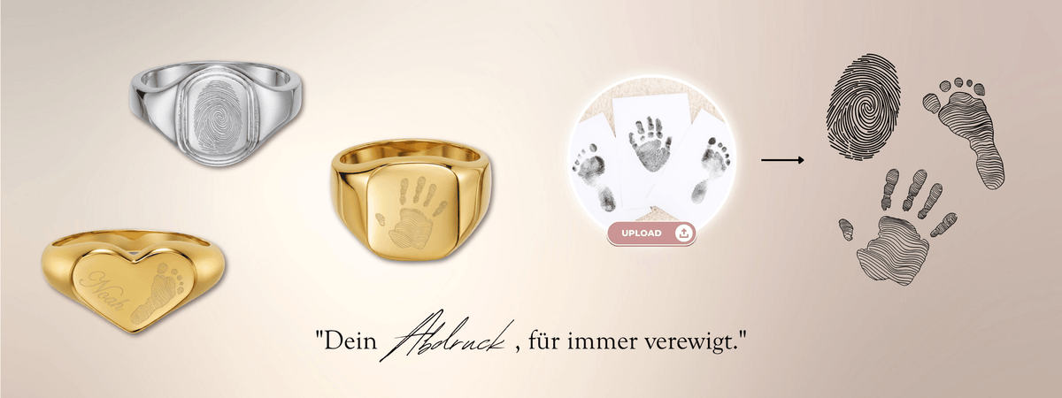 Gravurringe Damen - Fingerabdruck/Fußabdruck/Handabdruck - Edelstahl