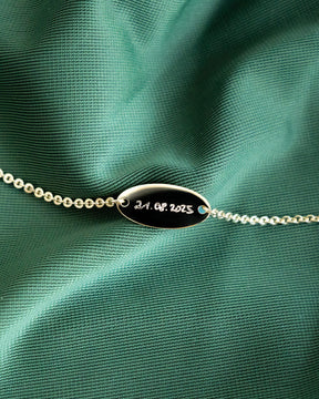 Handschrift Upload Gravurarmband Gravurplatte Oval