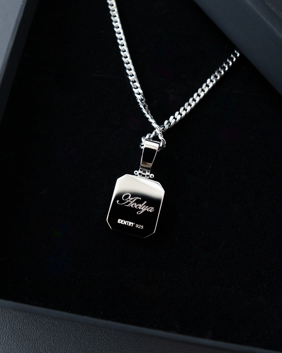 Onyx Oktagon Gravurplatte Halskette