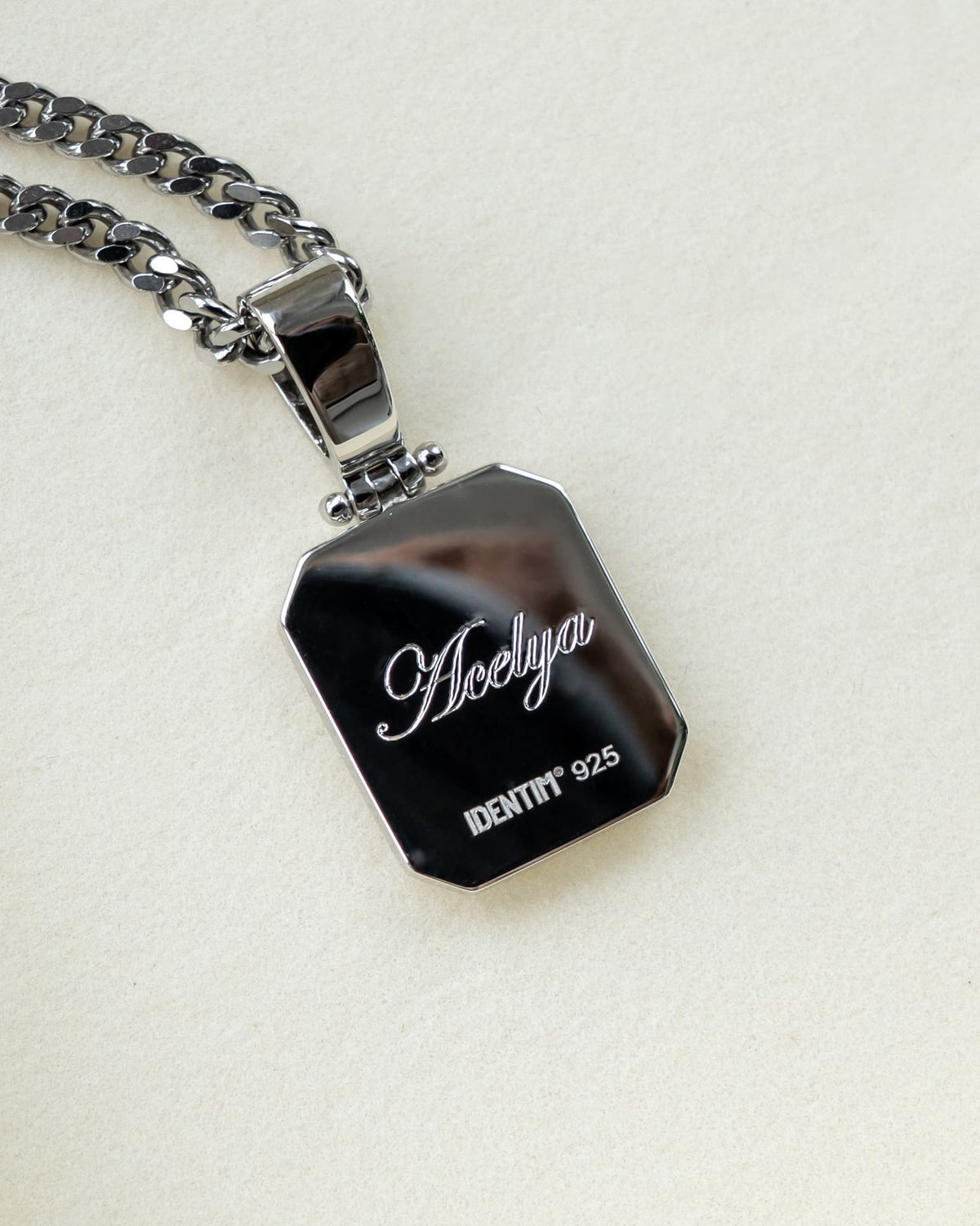 Onyx Oktagon Gravurplatte Halskette