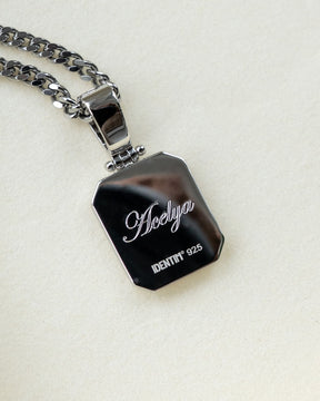 Onyx Oktagon Gravurplatte Halskette
