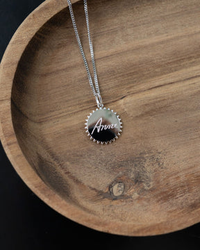 Handwriting Uploud sun necklace engraving plate pendant