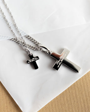 Kreuz Halskette Gravurplatte Anhänger