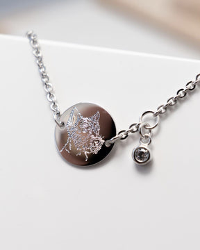 Gravurarmband Gravurplatte Rund Zirkonia