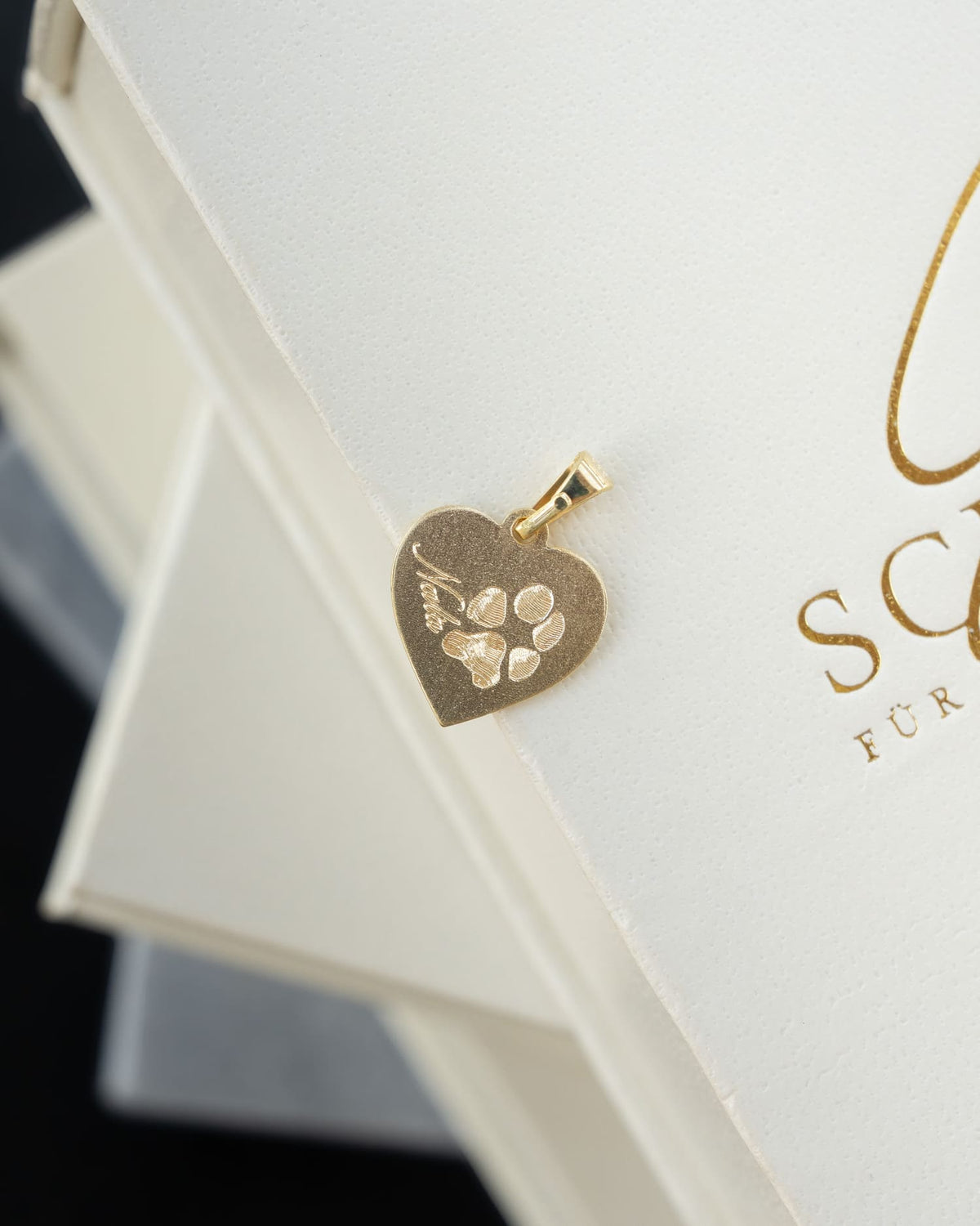 Paw print heart necklace engraving plate pendant 12mm