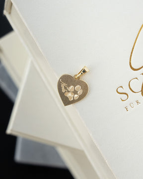 Paw print heart necklace engraving plate pendant 12mm