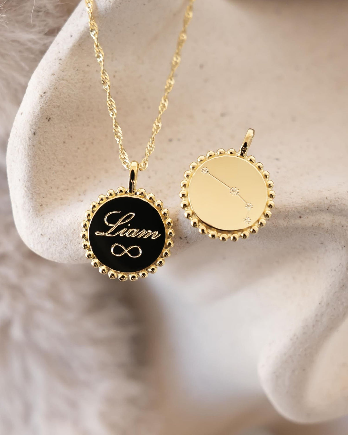 Engraving plates necklace pendant round 14mm