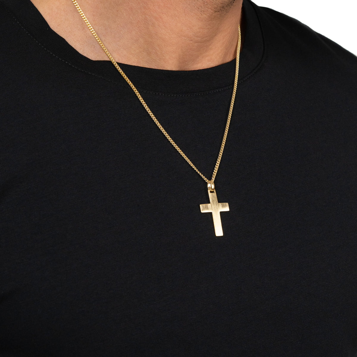 Kruis ketting graveerplaatje hanger mat