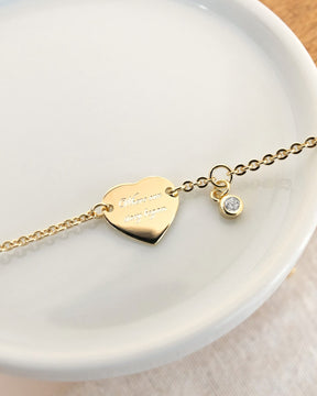 Gravurarmband Gravurplatte Herz Zirkonia