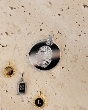 Vingerafdruk graveren platen ketting hanger ronde gepolijst