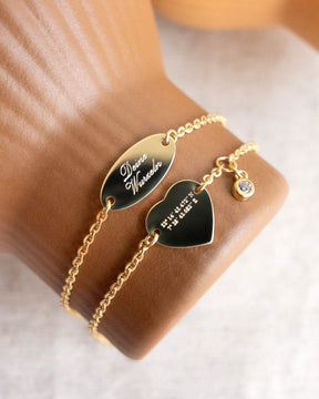 Gravurarmband Gravurplatte Herz Zirkonia