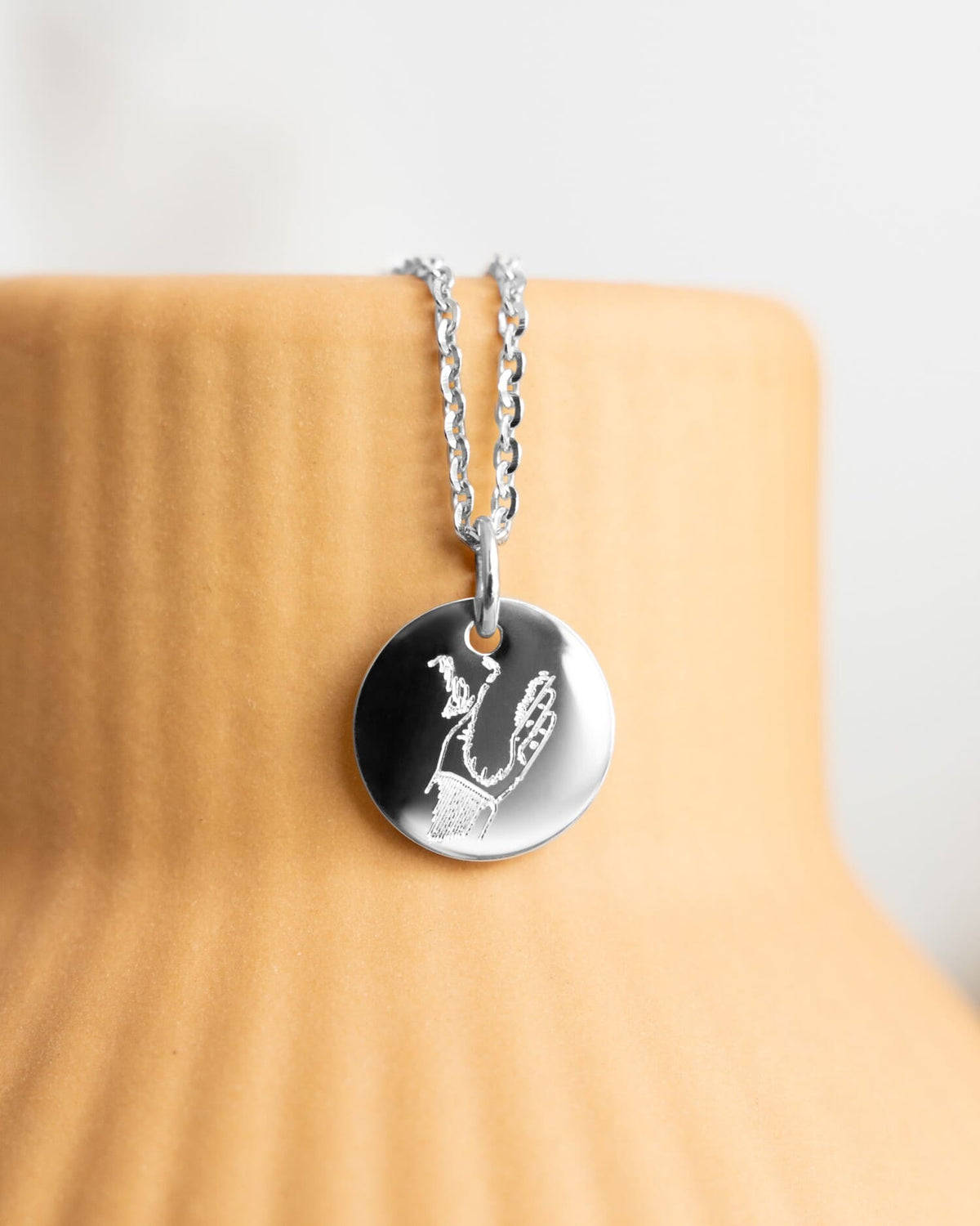Engraving plate necklace pendant round 12mm