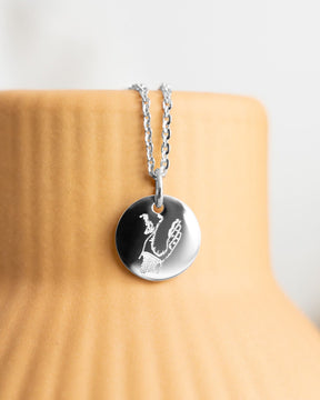 Engraving plate necklace pendant round 12mm