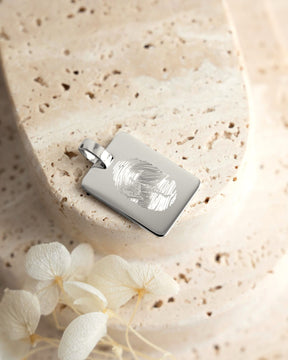 Graveerplaatje halsketting hanger rechthoek