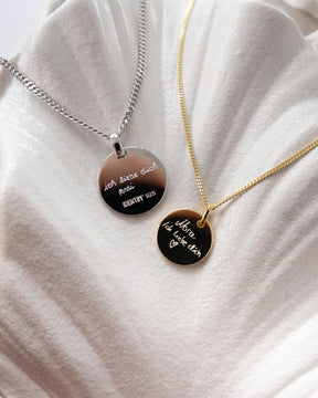 Engraving plates necklace pendant round polished