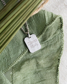 Graveerplaatjes halsketting hanger achthoek