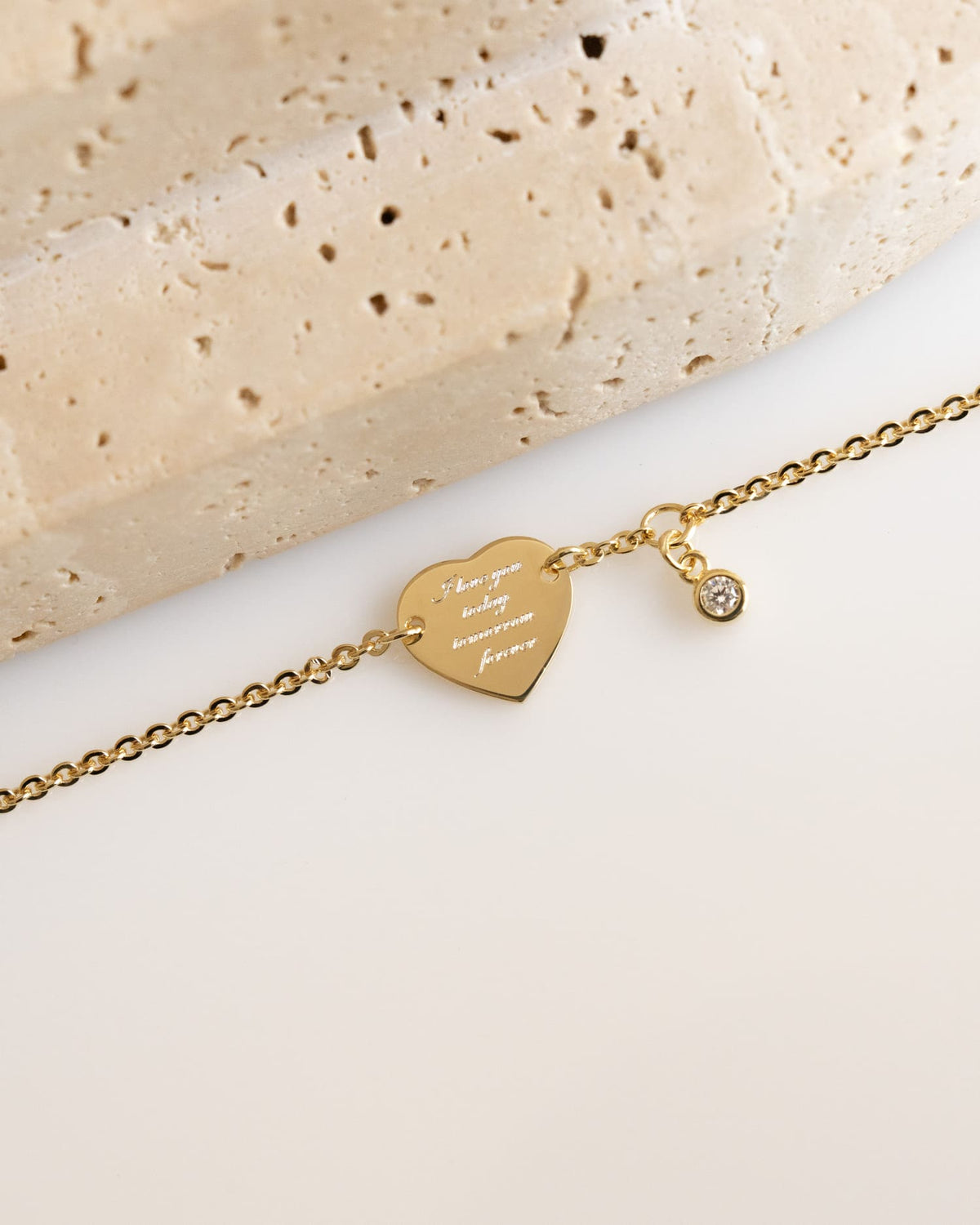Gravurarmband Gravurplatte Herz Zirkonia