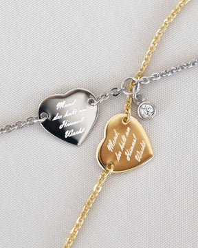 Graveerarmband graveerplaatje hart zirkonia