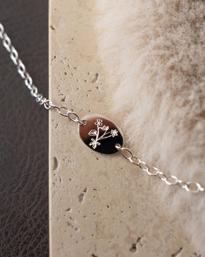 Geburtsblume Gravurarmband Gravurplatte Oval