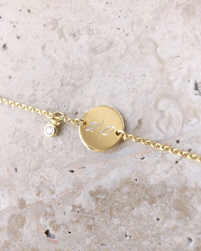 Initialen Gravurarmband Gravurplatte Rund Zirkonia