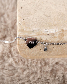 Graveerarmband graveerplaatje hart zirkonia