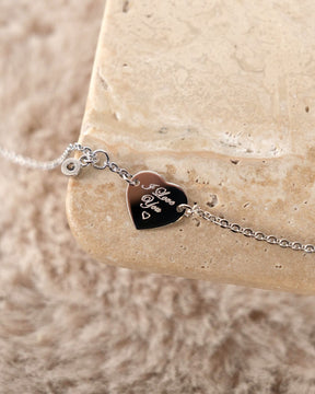 Graveerarmband graveerplaatje hart zirkonia
