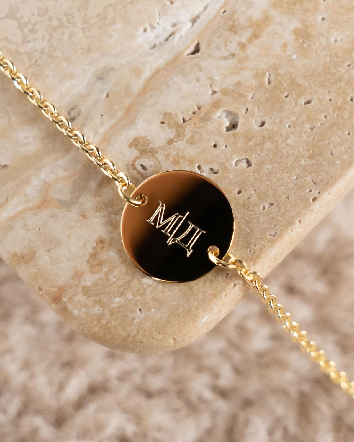Initialen Gravurarmband Gravurplatte Rund