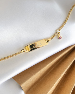Gravurarmband Gravurplatte Zirkonia Pink