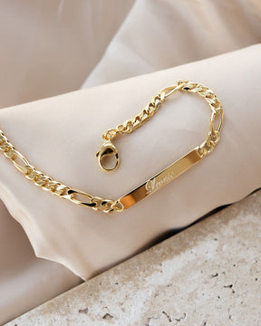 Graveerarmband Graveerplaatje Figaro ID armband