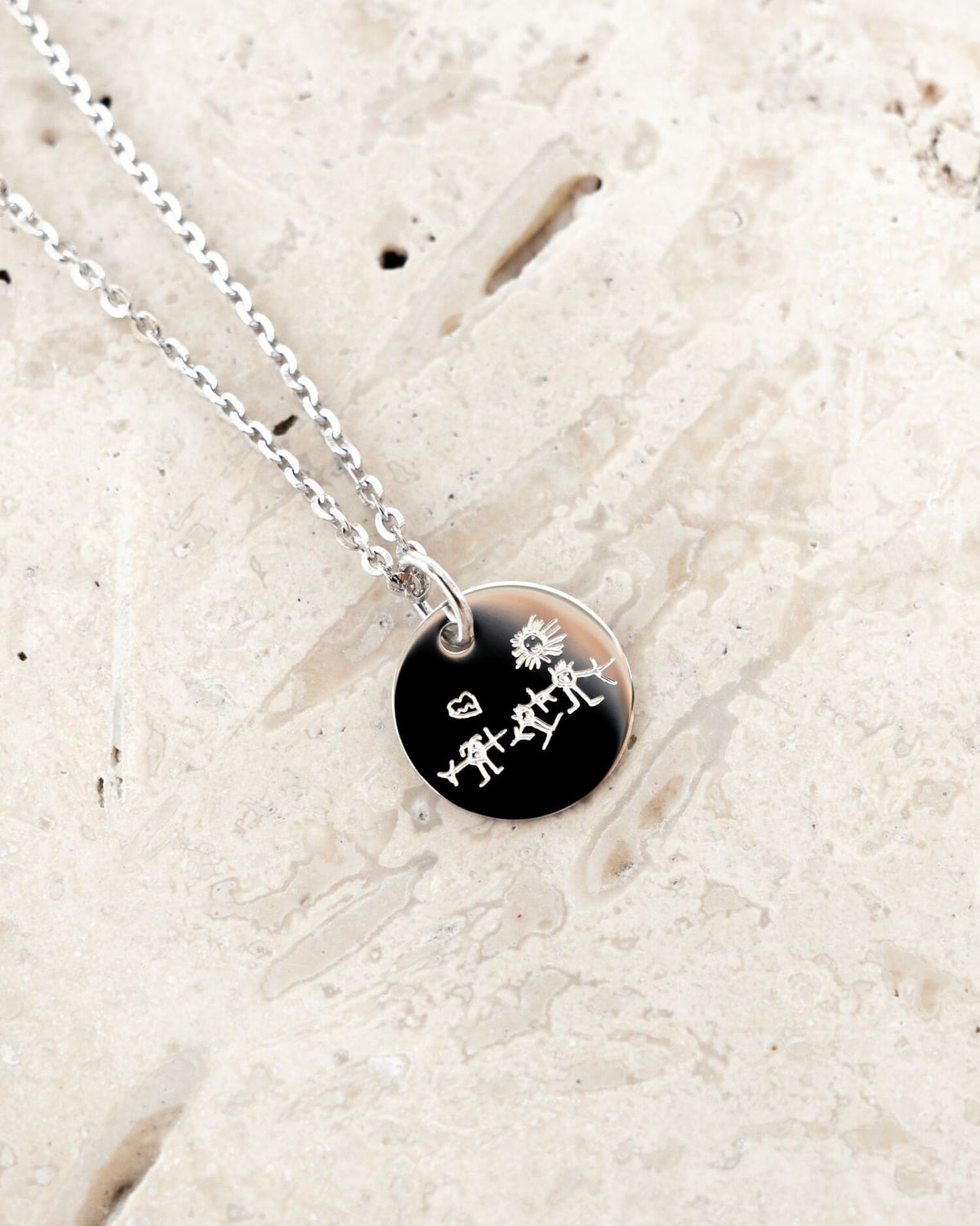 Engraving plate necklace pendant round 12mm