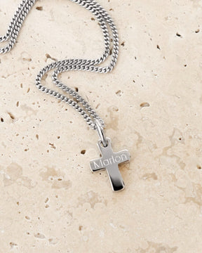 Kreuz Halskette Gravurplatte Anhänger