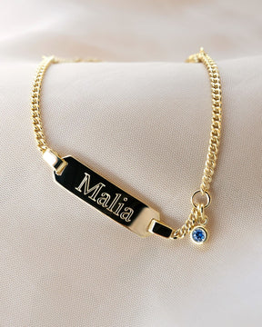 Gravurarmband Gravurplatte Zirkonia Blau