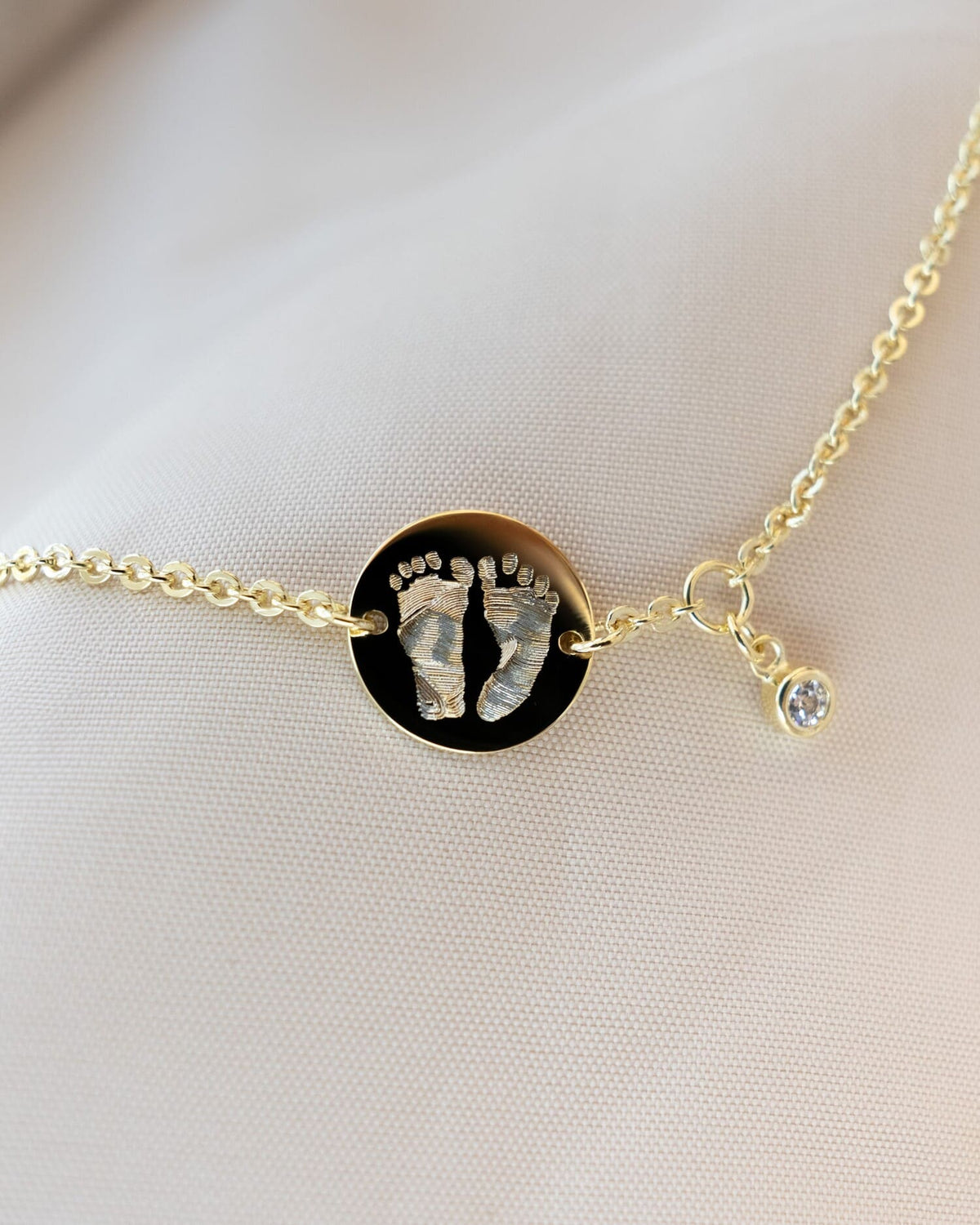 Gravurarmband Gravurplatte Rund Zirkonia