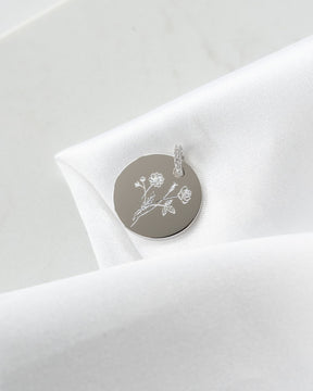 Geboorte bloem graveren platen ketting hanger zirconia ronde