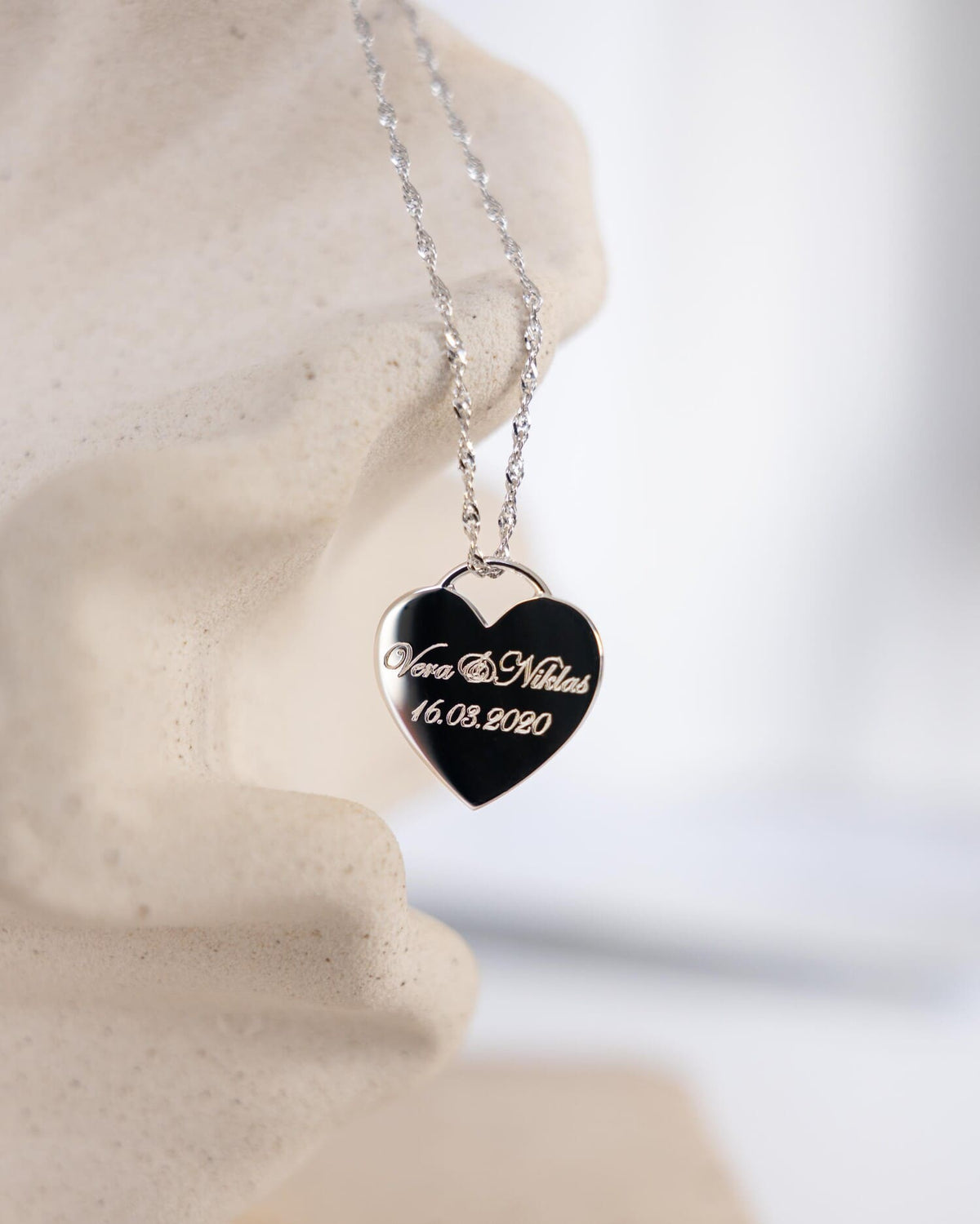 Hart ketting graveerplaatje hanger