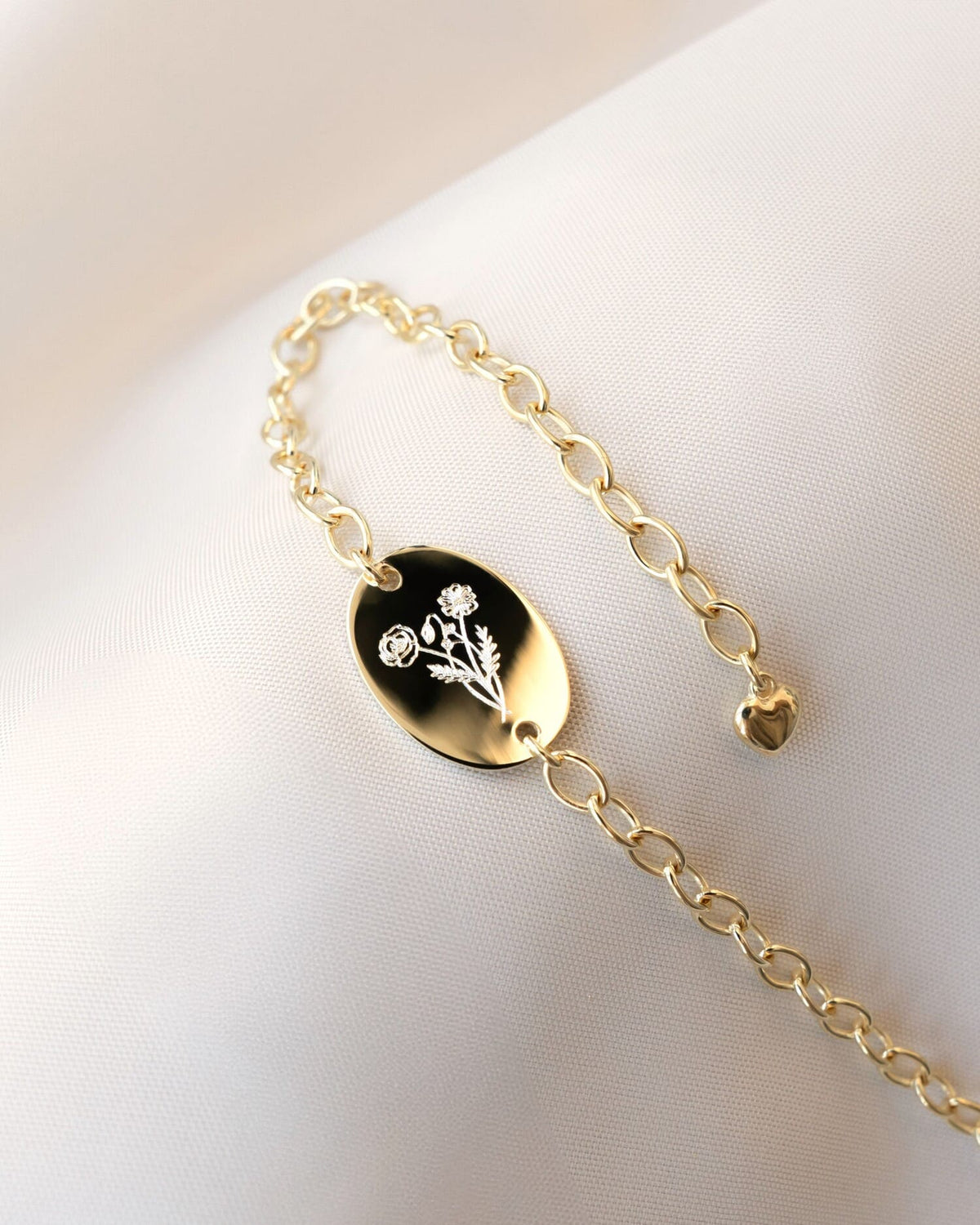 Geburtsblume Gravurarmband Gravurplatte Oval