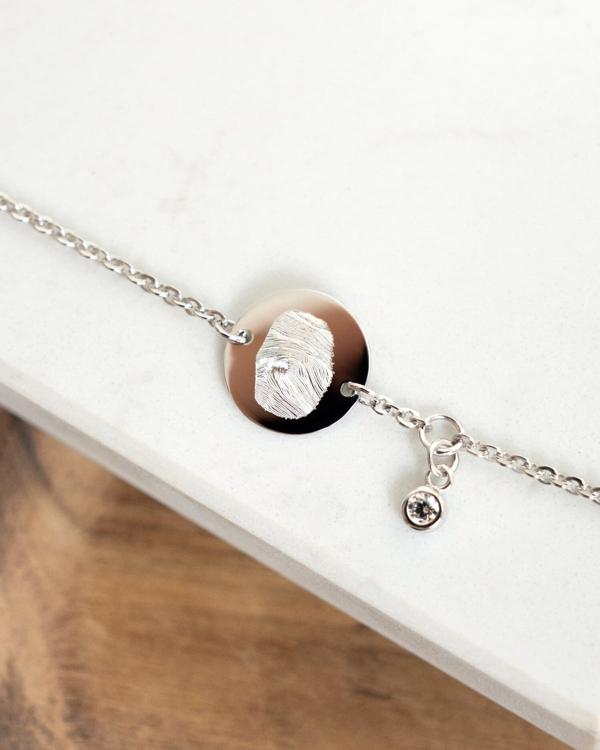 Gravurarmband Gravurplatte Rund Zirkonia