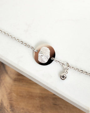 Gravurarmband Gravurplatte Rund Zirkonia