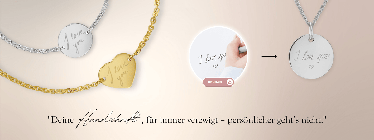 Gravurarmbänder Damen - Eigene Handschrift - 925 Silber Rhodiniert